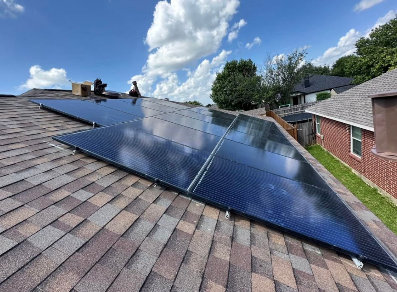 Solar array on a Dallas–Fort Worth shingle roof before detach
