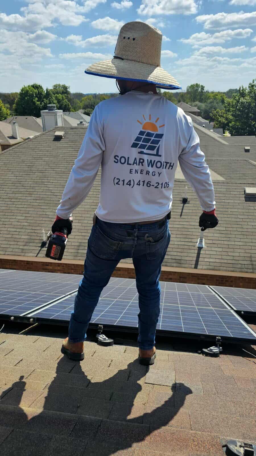 Crew member working a DFW rooftop system